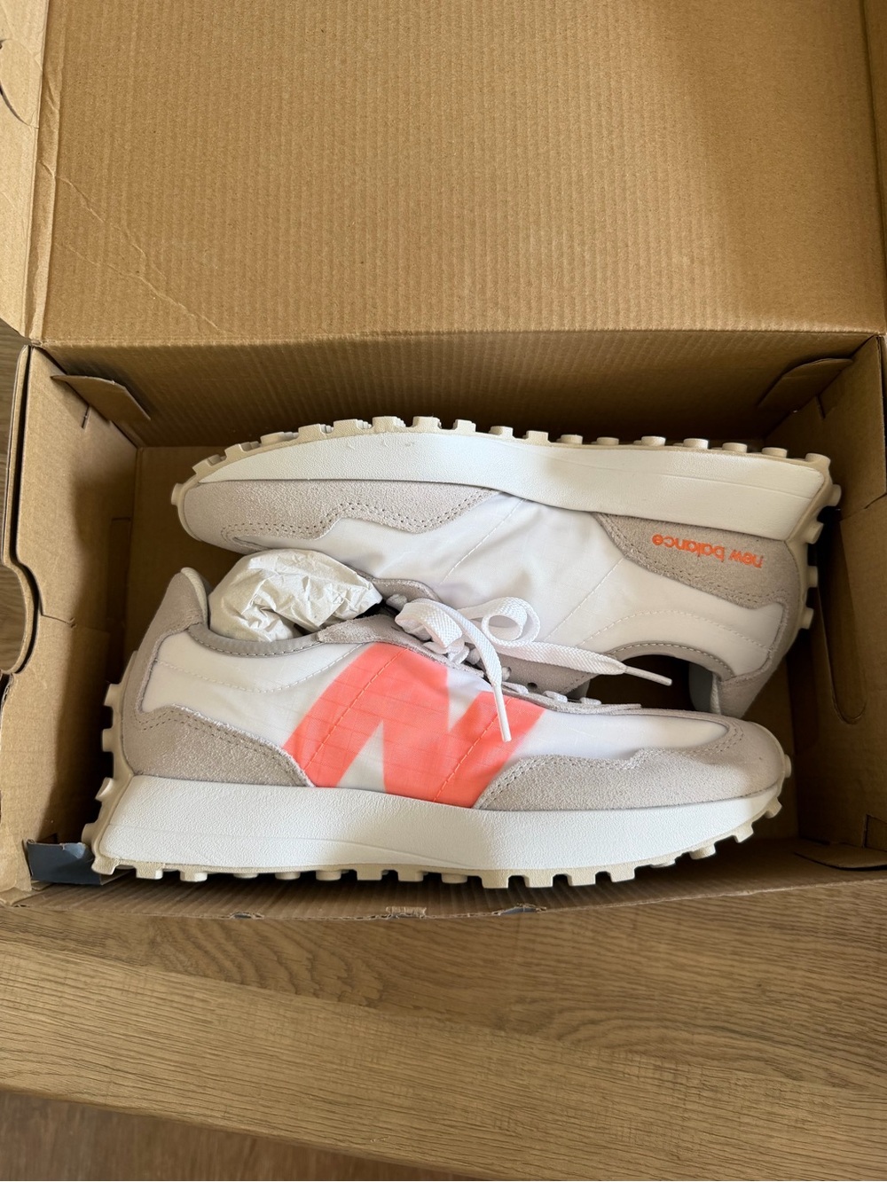 New Balance 327 Rain Cloud/Vibrant Orange Men’s 6.5 - Picture 4 of 8